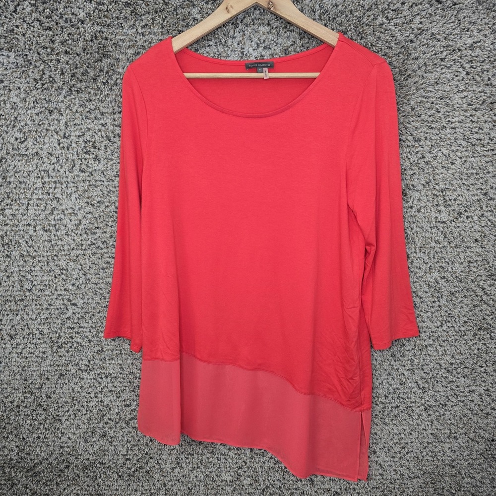 Vince Camuto Top Womens Medium Pink Scoop Neck Tunic Stretch Casual
